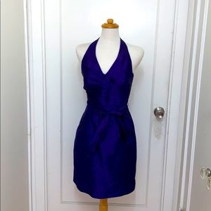 Purple cocktail dress with belt tie